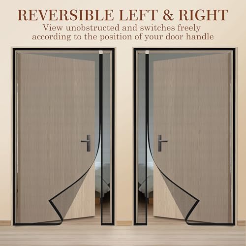 Yotache Reversible Left/Right Opening Magnetic Screen Door Fits Door Size 32 x 80, Screen Size 34" x 81", Removable Upgraded Polyester Screen Mesh with Strong Magnets for Front/Back Patio Door, Black - Image 3