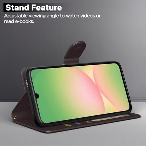 Pikkme Flip Cover for Samsung Galaxy M17 5G / A17 5G / F17 5G Leather Finish | Inside TPU with Card Pockets | Wallet Stand and Shock Proof | Complete Protection Flip Case(Coffee) - Image 3