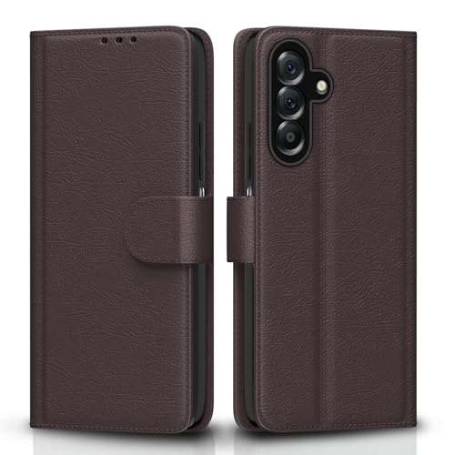 Pikkme Flip Cover for Samsung Galaxy M17 5G / A17 5G / F17 5G Leather Finish | Inside TPU with Card Pockets | Wallet Stand and Shock Proof | Complete Protection Flip Case(Coffee) - Image 1