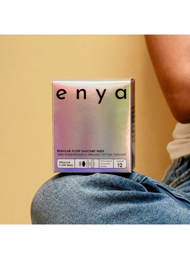 enya Regular Flow Sanitary Pads 100% Biodegradable Organic Cotton Topsheet 24cm 12 pcs - Image 2