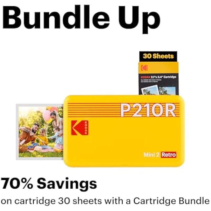 P210 MINI 2 RETRO, MOBILE COLOURED MOBILE PHONE PHOTO PRINTER, COMPATIBLE WITH SMARTPHONE (IOS & ANDROID), BLUETOOTH, 54 X 86 MM, 4PASS TECHNOLOGY, LAMINATION, 68 SHEETS, WHITE - Image 3