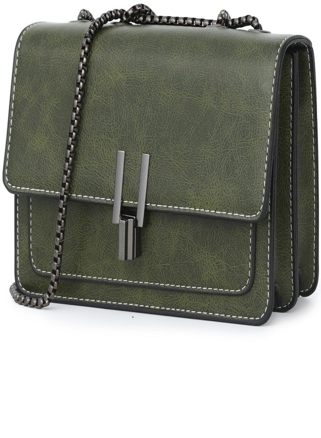 sqlp Crossbody Bags for Women Vegan Leather Small Purses Daily Use Woman Cute Designer Shoulder bag, Green - Image 1