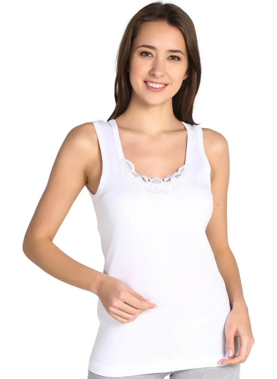 توتكو 12 Pack Women's Wide Strap Singlet With Cotton Guipure
