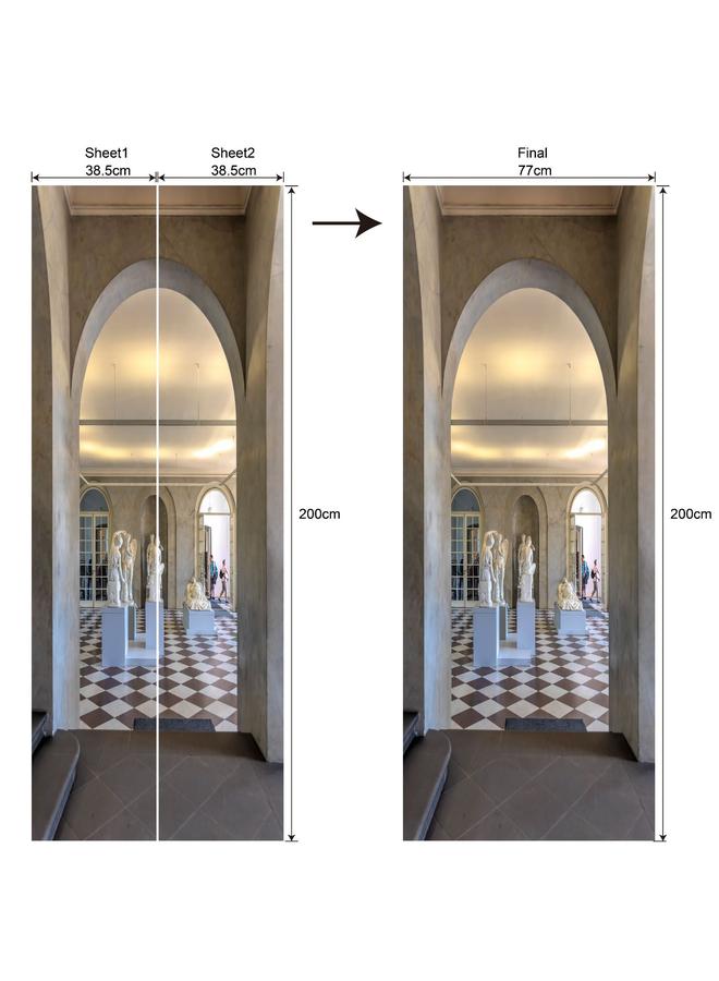 الأزرق جي دبليو المناظر الطبيعية الأوروبية والأمريكية قابلة للإزالة ، غرفة نوم مقاومة للماء ، غرفة معيشة ممتدة لمحاكاة باب مقوس PVC MT257-290 - Image 1