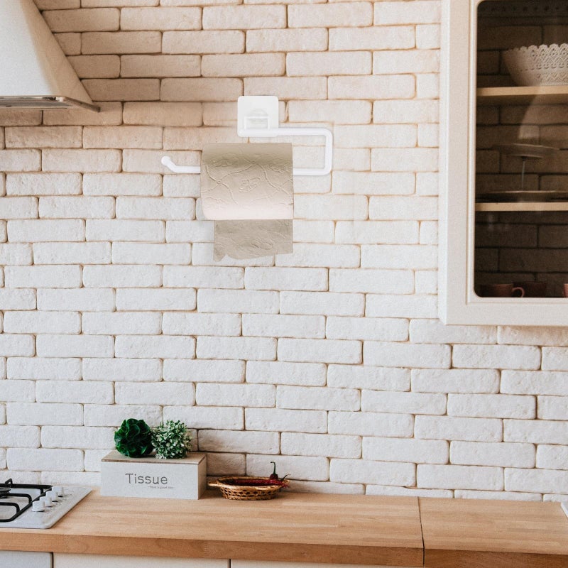 Wall Mounted Toilet Paper Holder No Drilling 28.5Cm White Bathroom Kitchen Storage - Image 4