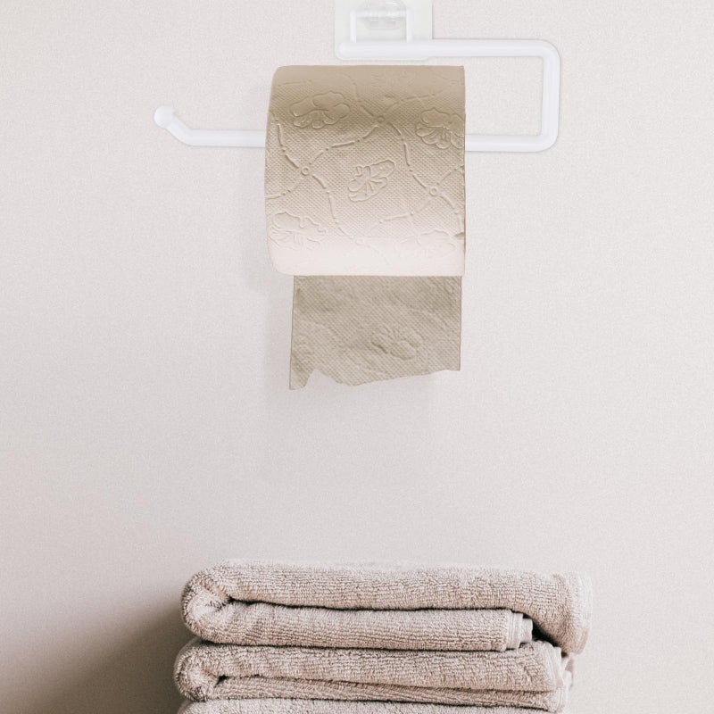 Wall Mounted Toilet Paper Holder No Drilling 28.5Cm White Bathroom Kitchen Storage - Image 5