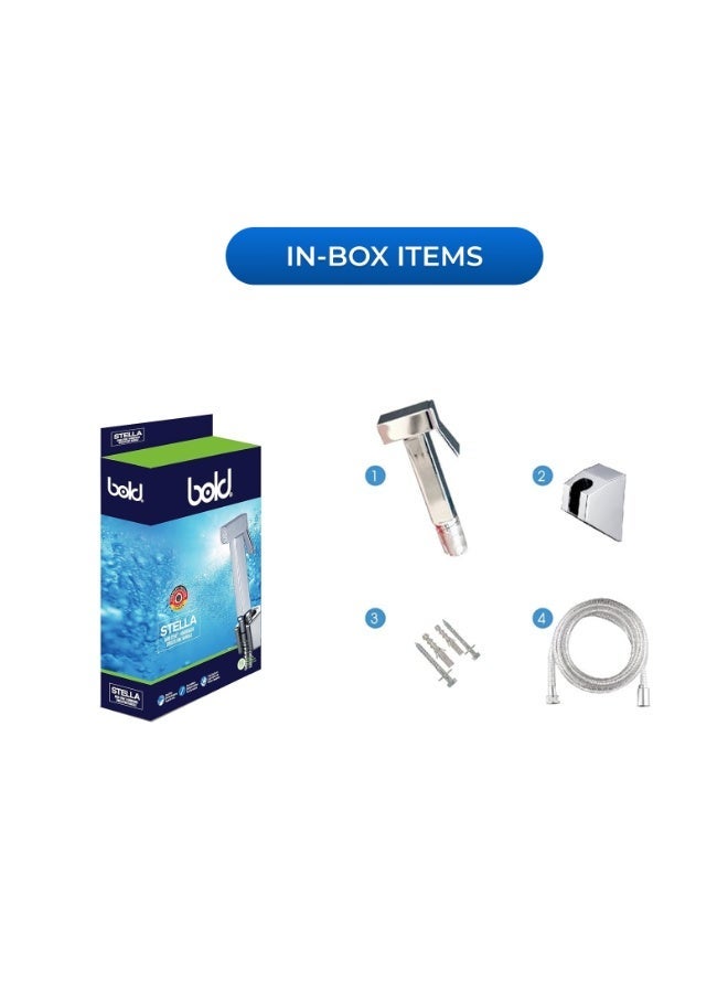 Bold Stella Brass Bidet Shattaf Handheld Sprayer for Toilet Bathroom Hygiene Adjustable Water Flow with Hot and Cold Control Leak Free Brass Core Chrome Finish Easy DIY Installation Water Saving Bidet for UAE Homes - Image 3
