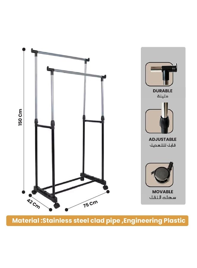 Rest Double Rods Clothes Garment Rack - Image 5