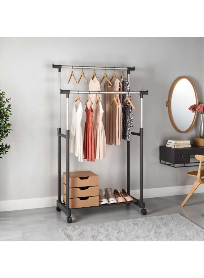 Rest Double Rods Clothes Garment Rack - Image 1