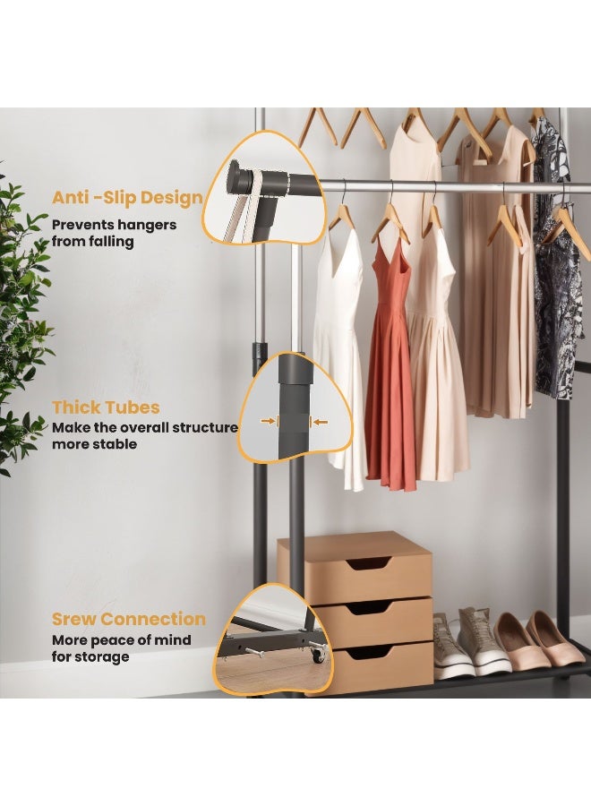 Rest Double Rods Clothes Garment Rack - Image 3