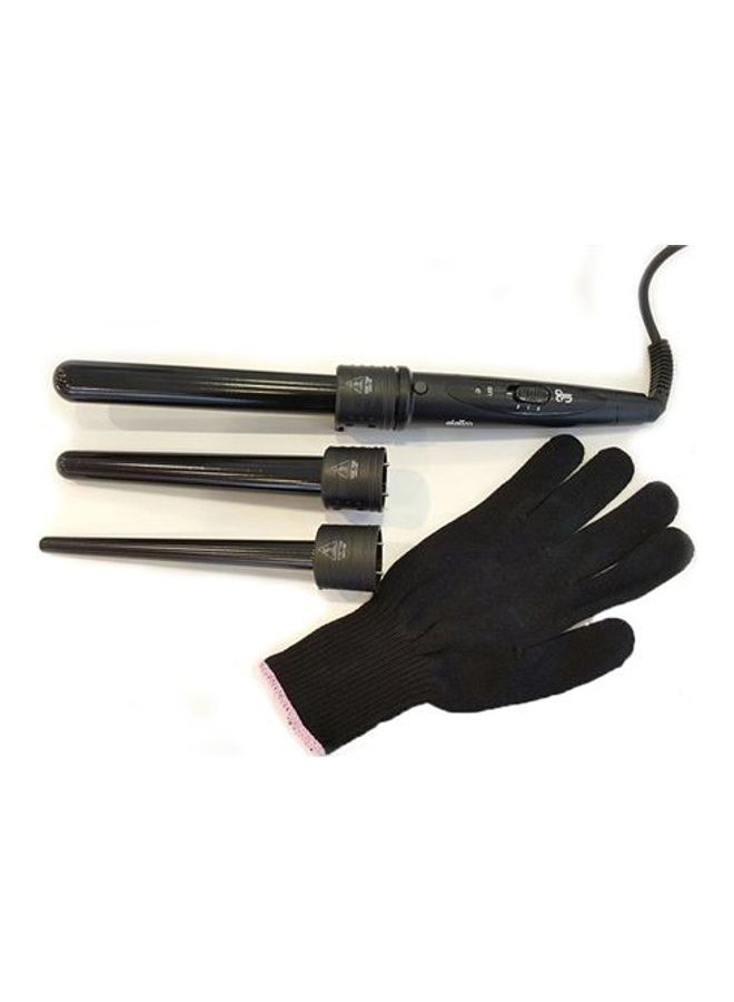 NIBEMINENT Professional Porcelain Triple Barrel Waver Black S/M/Lmillimeter - Image 1