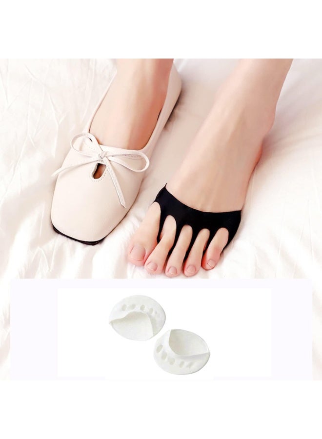Forefoot Pads for Women High Heels, Non-Slip Toe Socks Forefoot Pad Reusable Ball of Foot Cushions for Foot Pain Outdoor Running (White) 1 Pair - Image 3