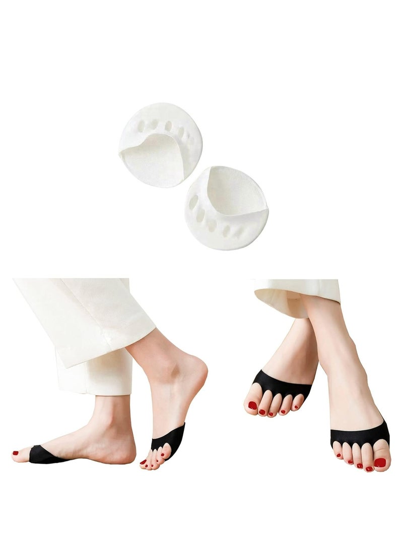 Forefoot Pads for Women High Heels, Non-Slip Toe Socks Forefoot Pad Reusable Ball of Foot Cushions for Foot Pain Outdoor Running (White) 1 Pair - Image 1