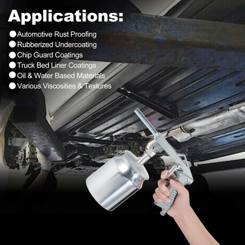 750ml Suction Feed Cup Air Undercoating Spray Machine With Brush For Truck Bed Liner Coating - Image 3