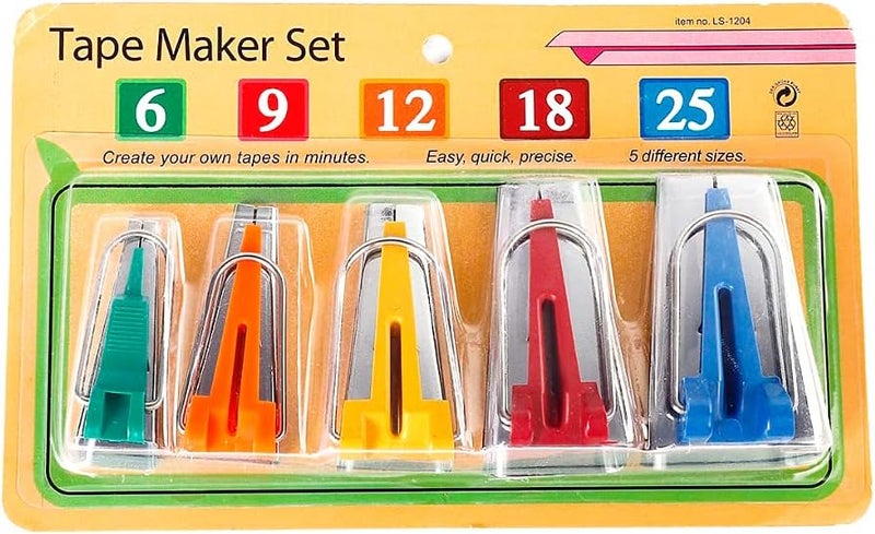 LNKA Bias Tape Maker, 5 Sizes 1/4" 3/8" 1/2" 3/4" 1" DIY Bias Tapes Tools Kit for Fabric Sewing and Quilting - Image 1
