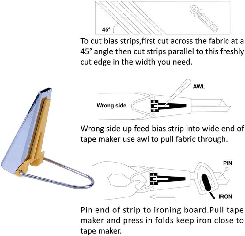 LNKA Bias Tape Maker, 5 Sizes 1/4" 3/8" 1/2" 3/4" 1" DIY Bias Tapes Tools Kit for Fabric Sewing and Quilting - Image 5