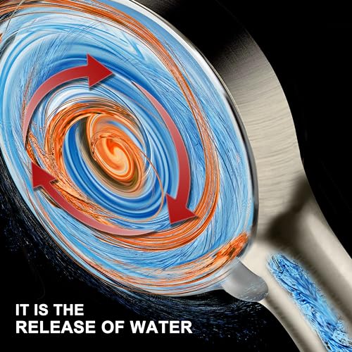 YOO.MEE High Pressure Handheld Shower Head with Powerful Shower Spray against Low Pressure Water Supply Pipeline, Multi-functions, w/ 79'' Hose, Bracket, Brushed Nickel Finish - Image 2
