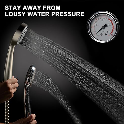 YOO.MEE High Pressure Handheld Shower Head with Powerful Shower Spray against Low Pressure Water Supply Pipeline, Multi-functions, w/ 79'' Hose, Bracket, Brushed Nickel Finish - Image 3