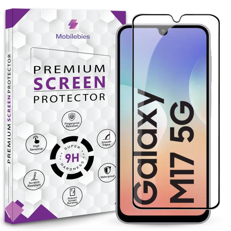 Mobilebies Premium Tempered Glass Screen Protector Guard For Samsung M17 5G (6.7 Inch, Pack of 1) | Edge to Edge Coverage With Easy to installation kit - Image 1