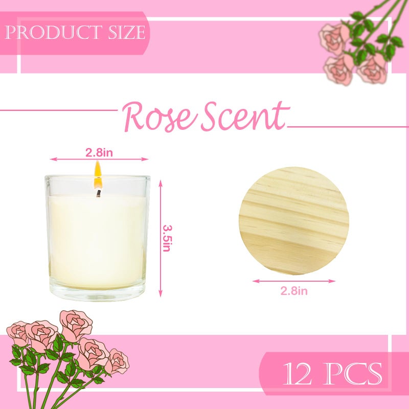 Veiuwa 12 Pcs 6 Oz Mini Soy Candles,Rose Scented Bulk Candle Set,Aromatherapy Candle,Great Stress Relieving Scented Candles for Girls as a Gift for Birthdays, Weddings Party Favors! - Image 2
