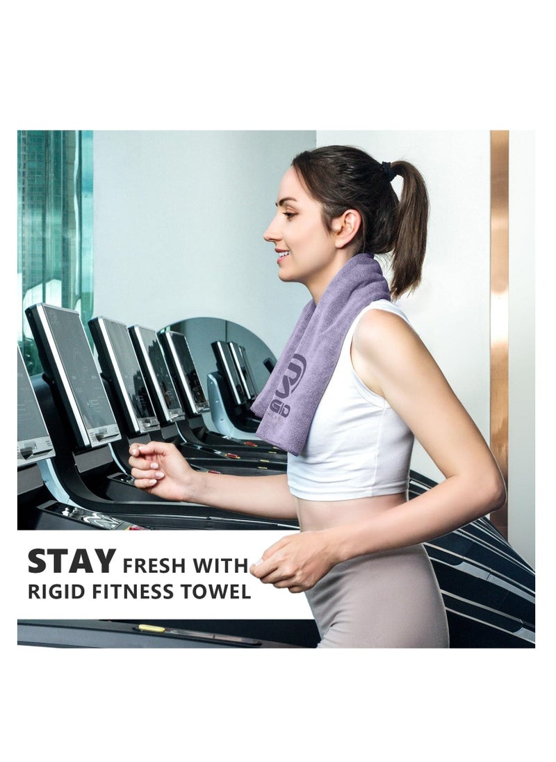 RIGID FITNESS - Microfiber Gym Towel - Face Towel, Yoga Towel - Quick Dry & High Absorbent Sweat Towel For Gym Exercises and Outdoor - Thick 400Gsm - 75x35cm-Grey - Image 1