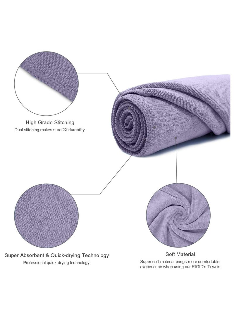 RIGID FITNESS - Microfiber Gym Towel - Face Towel, Yoga Towel - Quick Dry & High Absorbent Sweat Towel For Gym Exercises and Outdoor - Thick 400Gsm - 75x35cm-Grey - Image 1