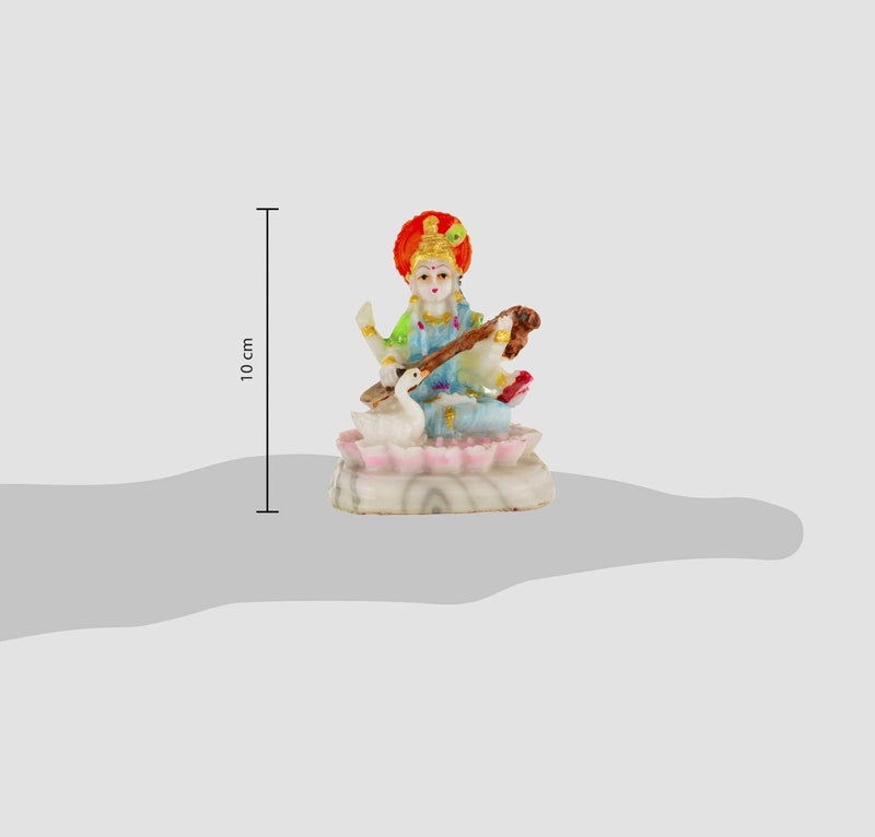 SoilMade White Saraswati Idol, Oval Shape, Resin Made, Size Aprox 8cm and 90g, Pack of 1 Saraswati Idol in Box - Image 4