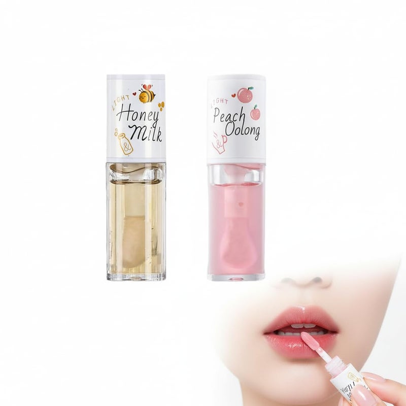 KTouler Crystal Jelly Moisturizing Lip Oil 2Pcs Hydrating Lip Gloss Set Plumping Lip Oil Balm Long Lasting Glow Oil Lip Care Tools - Image 1