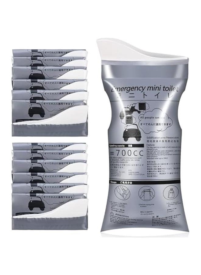 HOOKOR Disposable Urine Bags, 700ML High Capacity Travel Pee Bags Unisex Urinal Bag Vomit Bag for Travel Traffic Jam Emergency Portable Camping Urinal Bags for Men Women (12 Pack)  - Image 1