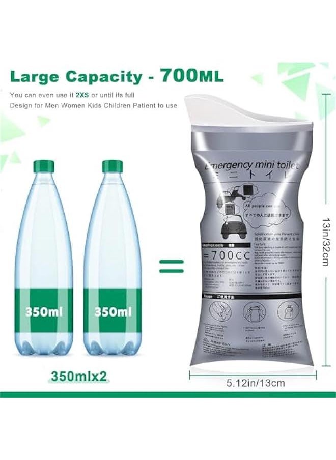 HOOKOR Disposable Urine Bags, 700ML High Capacity Travel Pee Bags Unisex Urinal Bag Vomit Bag for Travel Traffic Jam Emergency Portable Camping Urinal Bags for Men Women (12 Pack)  - Image 3