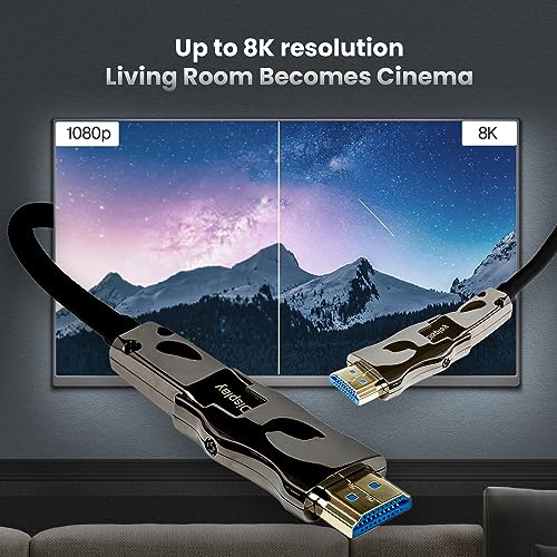 Pacroban Long8K Fiber Optic HDMI Cable Detachable Connectors - 8K 60Hz, HDR, HDCP 2.2, Active High Speed 18Gbps, Video Resolution- @60Hz 4:4:4 Slim Light(50ft) - Image 4