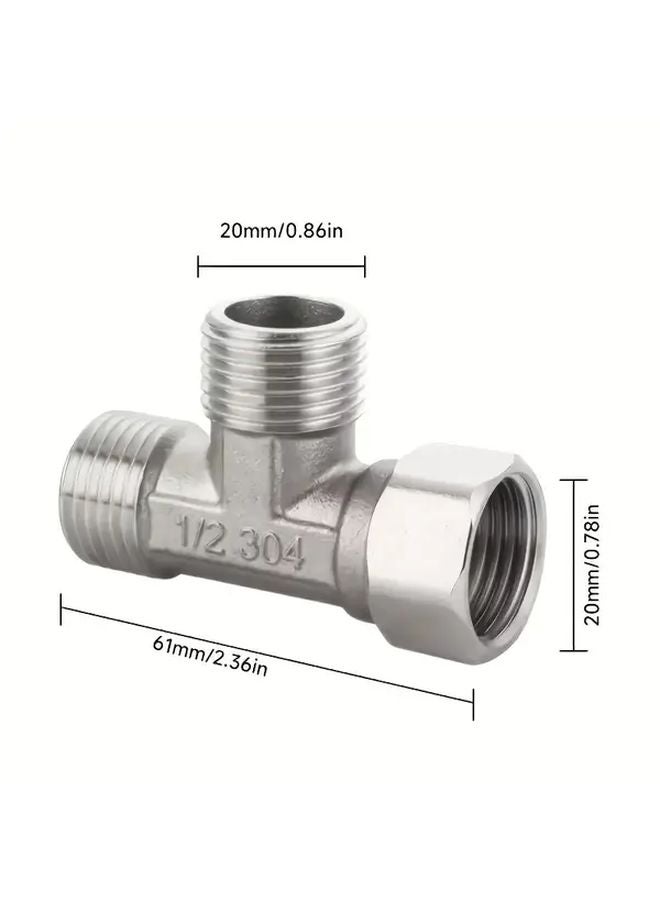 قطعة واحدة من تركيب تي رباعي من الفولاذ المقاوم للصدأ بخيوط ١/٢ و ٣/٤ بوصة لسباكة الغاز والماء - Image 3