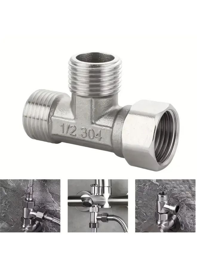 قطعة واحدة من تركيب تي رباعي من الفولاذ المقاوم للصدأ بخيوط ١/٢ و ٣/٤ بوصة لسباكة الغاز والماء - Image 2