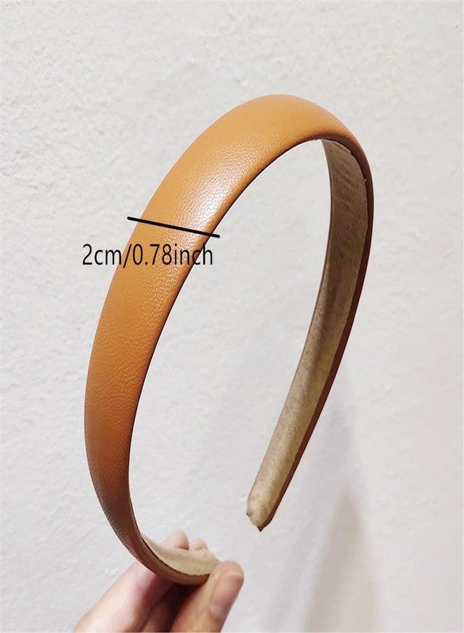 Lvyeer 4 Pack Leather Headband Non-slip Fashion Wide Headband for Women Simple Hairbands Hair Hoop Solid Color Soft PU Leather Head Bands for Women Girls - Image 3