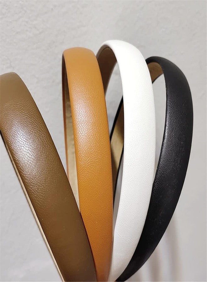 Lvyeer 4 Pack Leather Headband Non-slip Fashion Wide Headband for Women Simple Hairbands Hair Hoop Solid Color Soft PU Leather Head Bands for Women Girls - Image 5