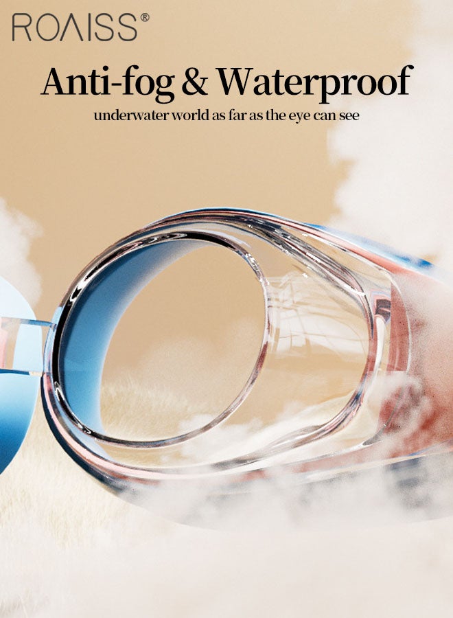 رويس طقم نظارة سباحة وقبعة للأطفال مكون من قطعتين، نظارة سباحة عالية الدقة مضادة للضباب مع حشية مقاومة للماء وقبعة سباحة من السيليكون، معدات تدريب على السباحة في حمام السباحة والشاطئ للأولاد والبنات من سن 3 إلى 15 عامًا - Image 5