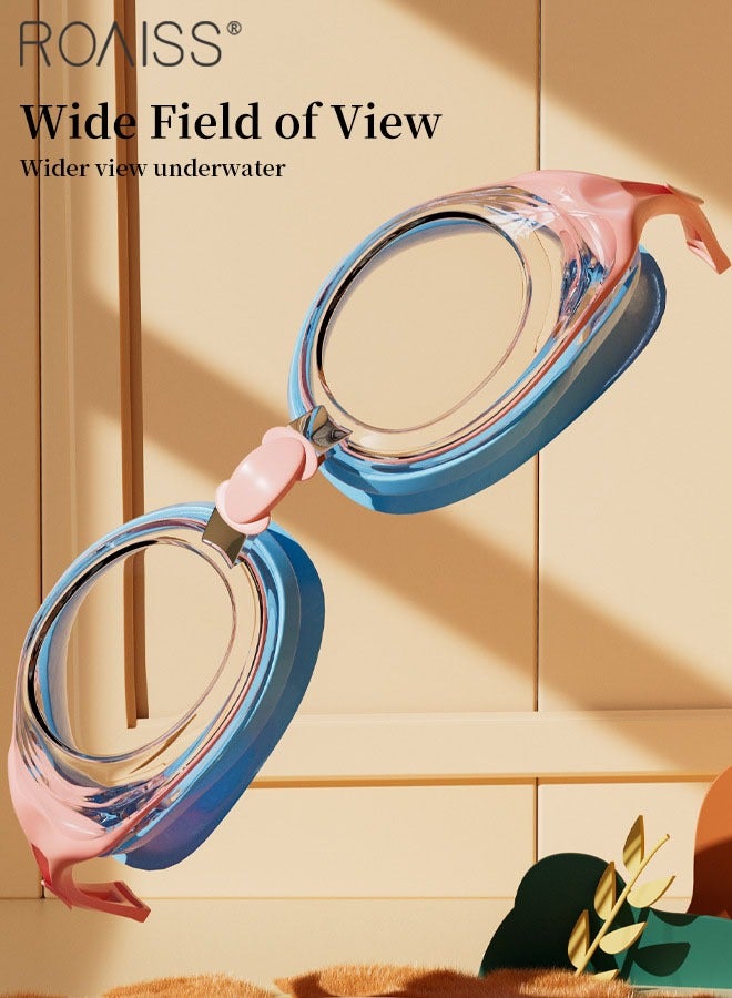 رويس طقم نظارة سباحة وقبعة للأطفال مكون من قطعتين، نظارة سباحة عالية الدقة مضادة للضباب مع حشية مقاومة للماء وقبعة سباحة من السيليكون، معدات تدريب على السباحة في حمام السباحة والشاطئ للأولاد والبنات من سن 3 إلى 15 عامًا - Image 3