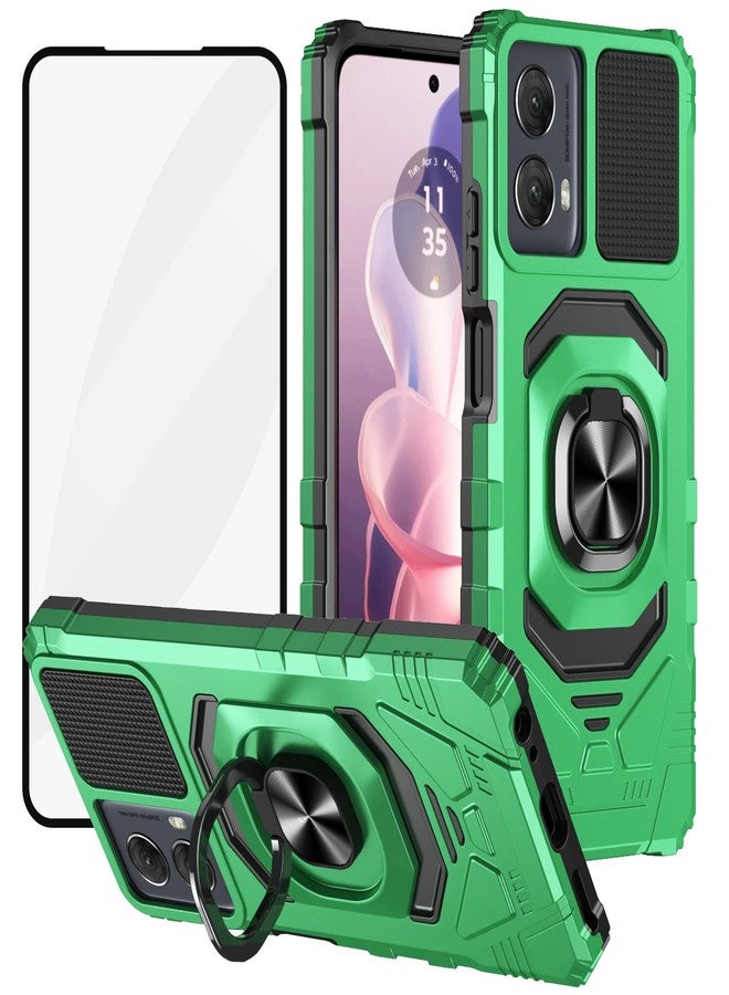 Ailiber جراب Ailiber لهاتف Motorola G Stylus 2024 مع مسند، جراب Moto G Stylus 5G 2024 مع واقي شاشة، حامل مغناطيسي للسيارة، غطاء هاتف مقاوم للصدمات بمواصفات عسكرية - أخضر - Image 1