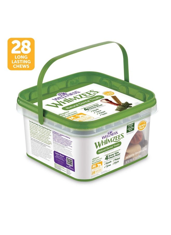 ويمزيس - WHIMZEES by Wellness Variety Box: مضغ أسنان طبيعي بالكامل للكلاب (متوسط الحجم)، 28 قطعة - مكافآت للكلاب، منعشة للنفس، خالية من الجلوتين والحبوب (قد تختلف العبوة) - Image 1