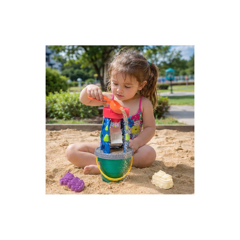 SANDS ALIVE Kids Beach Sand Toy Set with Bucket, Moulds, Shovel and Water Wheel - Image 4