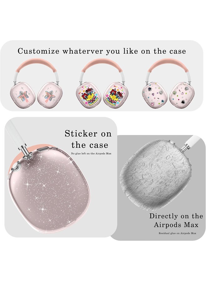 SJet Silicone Case Cover for AirPods Max Headphones, Clear Soft TPU Ear Cups Cover/Ear Pad Case Cover/Headband Cover for AirPods Max (2024/2020) - Pink Glitter - Image 5