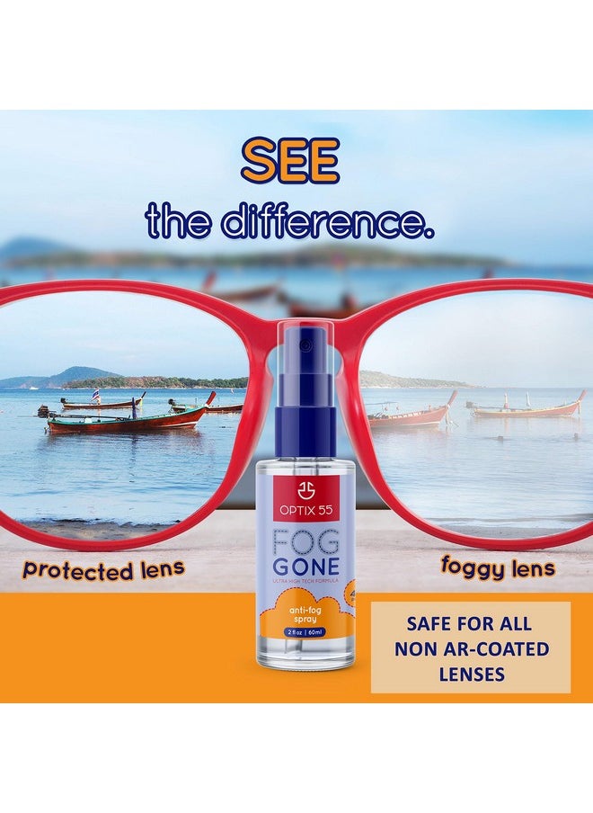 Optix 55 - Anti Fog Spray ; Prevents Fogging Of Glass Or Plastic Windows Mirrors Eyewear Lenses Glasses Swim Goggles Ski Masks Binoculars & Scopes ; Streak Free Long Lasting Solution ; 2 Fl Oz 60Ml - Image 1