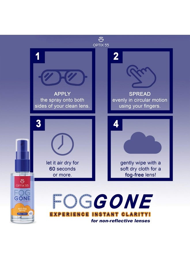 Optix 55 - Anti Fog Spray ; Prevents Fogging Of Glass Or Plastic Windows Mirrors Eyewear Lenses Glasses Swim Goggles Ski Masks Binoculars & Scopes ; Streak Free Long Lasting Solution ; 2 Fl Oz 60Ml - Image 1