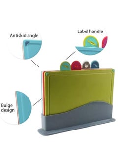 AlsayedP 4 Pcs Chopping Board Set Plastic Cutting Boards for Kitchen Colored Mats With Food Icons Non Slip Cutting Mats for Meat and Vegetables Dishwasher Safe  - Image 2