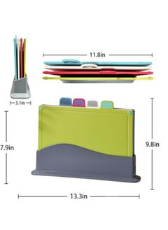 AlsayedP 4 Pcs Chopping Board Set Plastic Cutting Boards for Kitchen Colored Mats With Food Icons Non Slip Cutting Mats for Meat and Vegetables Dishwasher Safe  - Image 3