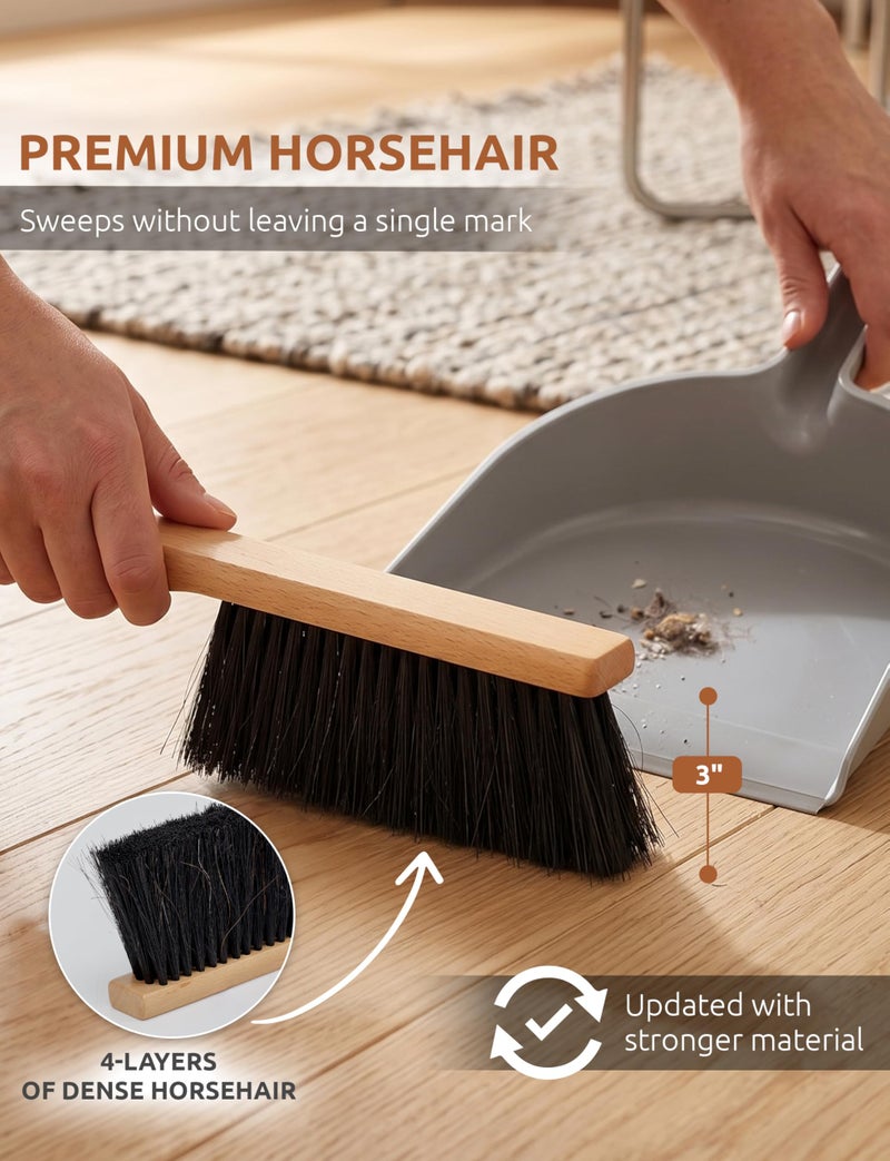 Takavu Multi-Purpose Counter Brush with Solid Wood Handle, Natural Horsehair Bristles for Gentle Dusting of Furniture, Drafting, Patio, Fireplace Cleaning, Shop Brush, Woodworking Tool & Accessories - Image 3