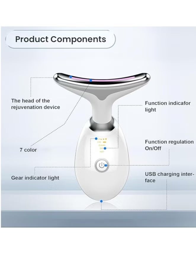 جهاز تدليك الوجه والرقبة بالاهتزاز - مزيل التجاعيد ثلاثي المفعول للعناية بالبشرة وشدها ونعومتها (ابيض) - Image 3