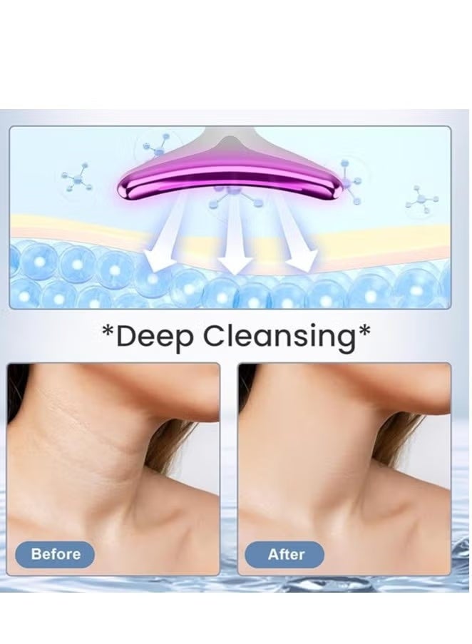 جهاز تدليك الوجه والرقبة بالاهتزاز - مزيل التجاعيد ثلاثي المفعول للعناية بالبشرة وشدها ونعومتها (ابيض) - Image 5