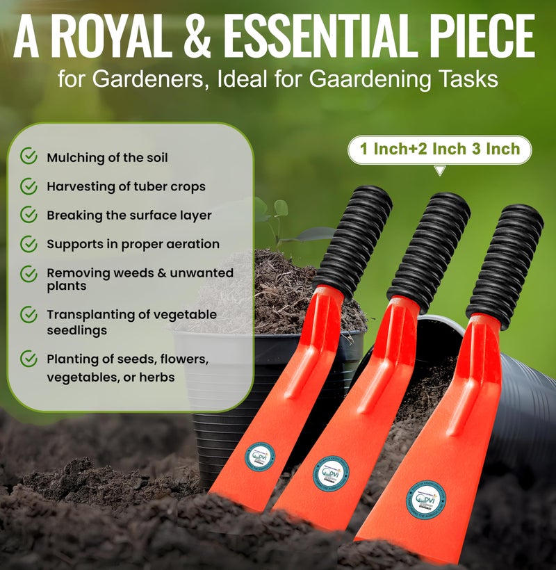 DVI (Pack of 3) (1 Inch+2 Inch+3 Inch) Gardening Khurpi for Small Pots - 3 PC Plant Tool for Digging in Garden | Handy Tools (1INCH+2INCH+3INCH KHURPI/KHURPA) - Image 3