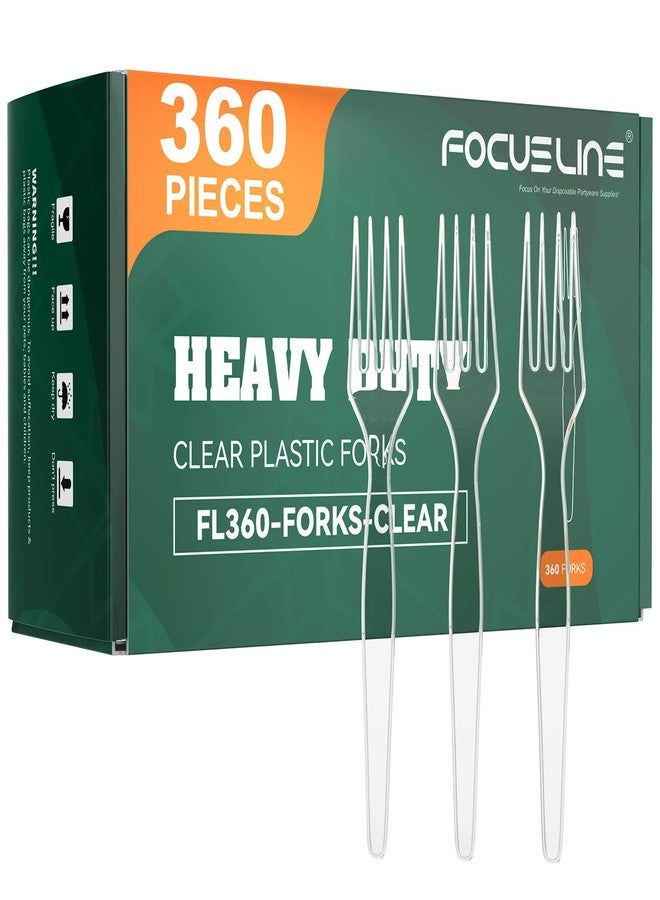 FOCUSLINE شوكات بلاستيكية شفافة 360 عدداً من FOCUSLINE، ثقيلة ومتينة، شوكات قابلة للتصرف عالية الجودة بكميات كبيرة، مناسبة للتموين، الحفلات، الفعاليات والاستخدام اليومي - Image 1